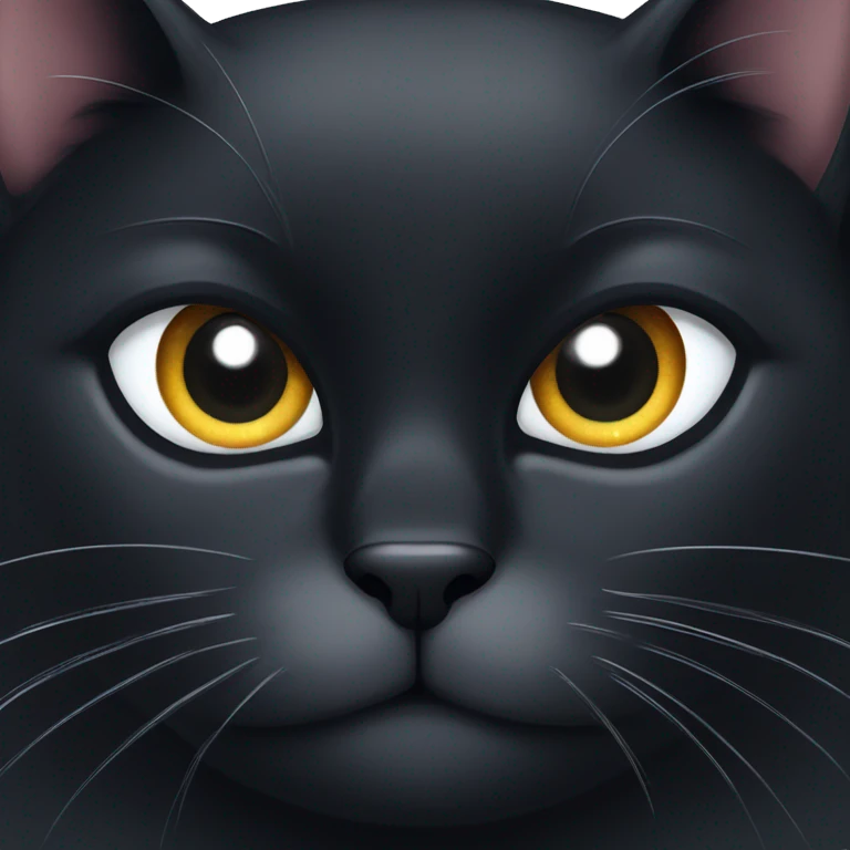 A black cat's muzzle with plaintive eyes and a sparkle in his eyes emoji
