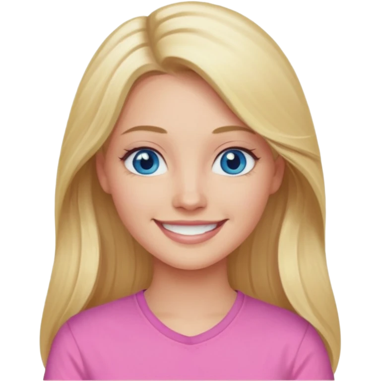 blonde woman long hair blue eyes pink shirt emoji