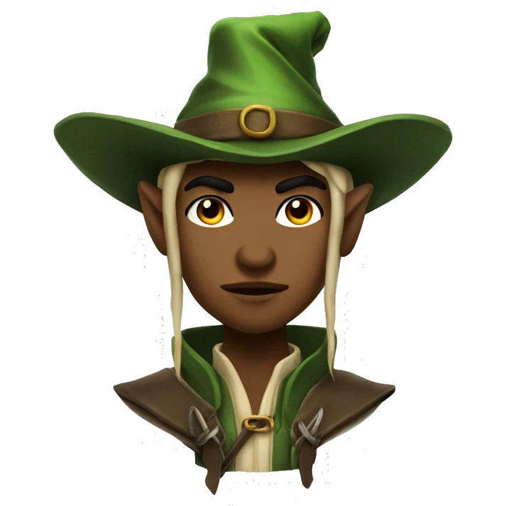 Fierce elf ranger wearing fedora  emoji