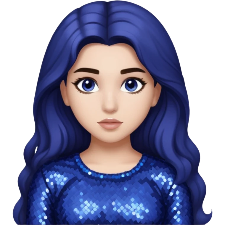 Lauren Jauregui from Fifth Harmony with long dark brown hair, periwinkle sequin outfit emoji