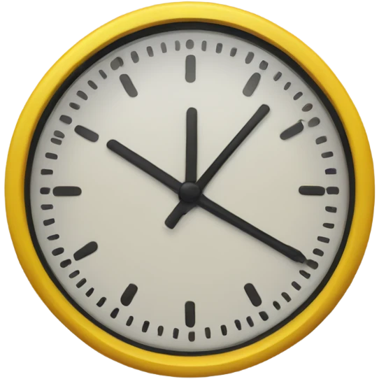 a clock with yellow time line  from 9 am to 5 pm emoji