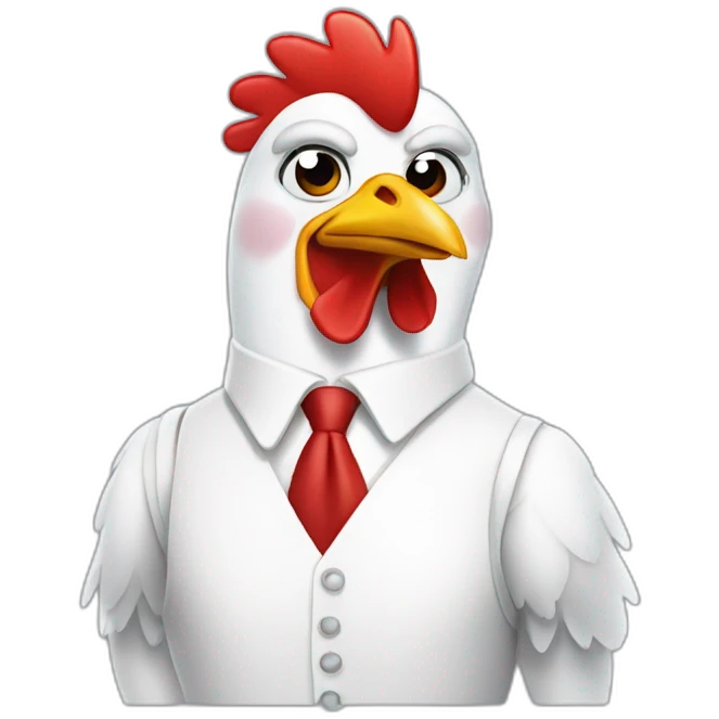 chicken wearing a white shirt with a red diagonal band emoji