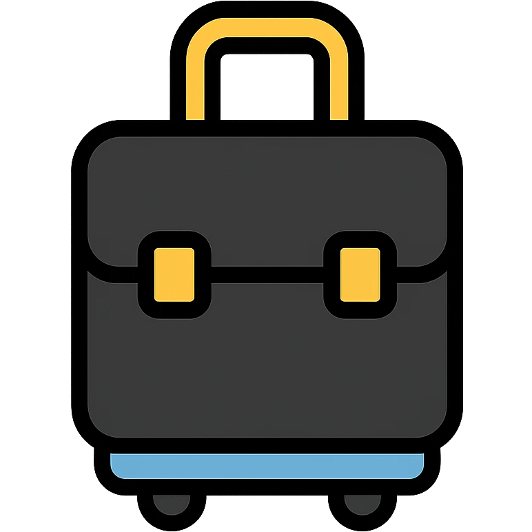 black hand bag luggage, color outline icon style emoji