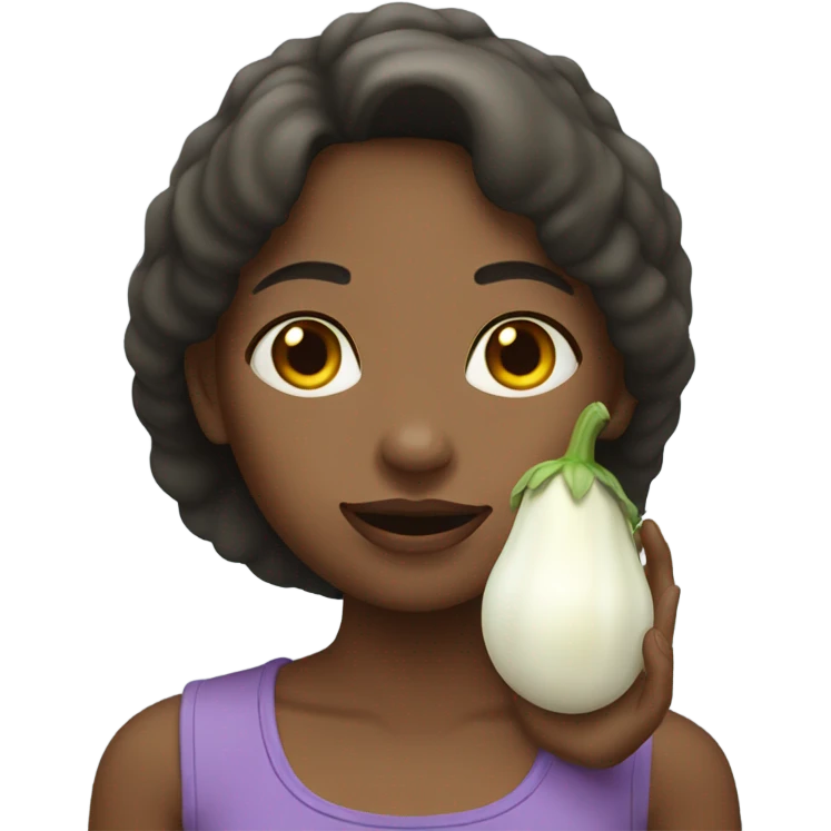 Girl holding a white eggplant  emoji