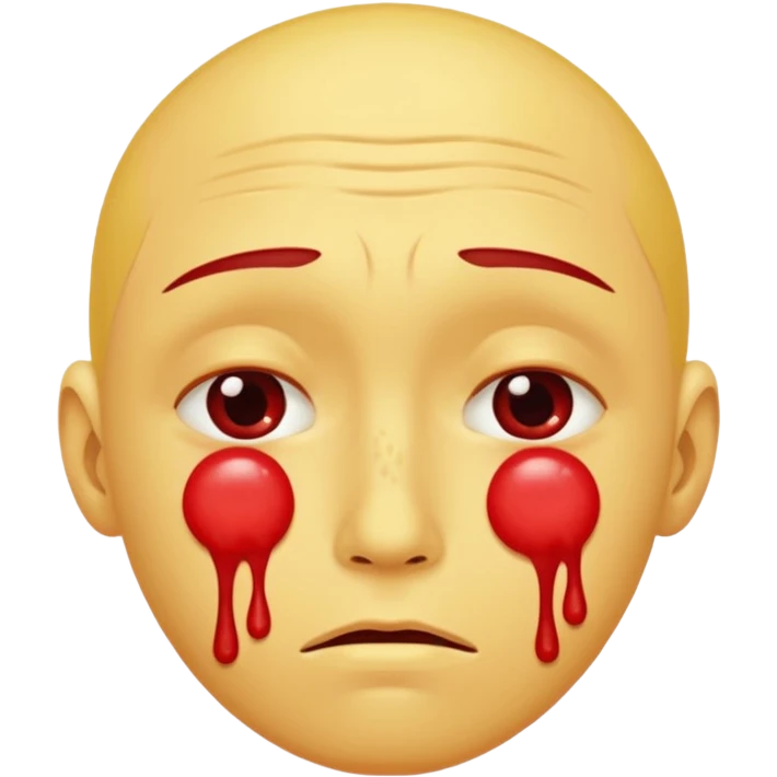 A circular yellow face with many herpes sores that are close together and red  emoji