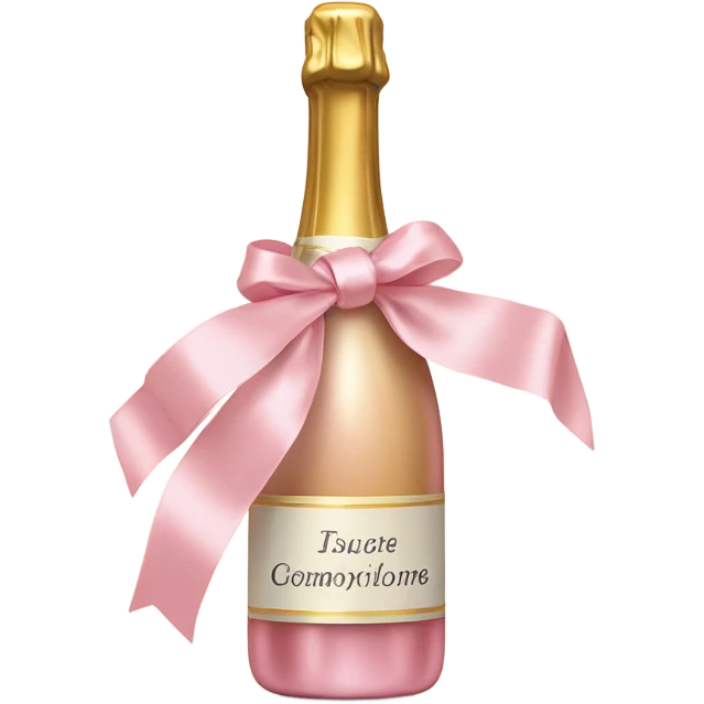 Champagne with pink ribbon emoji