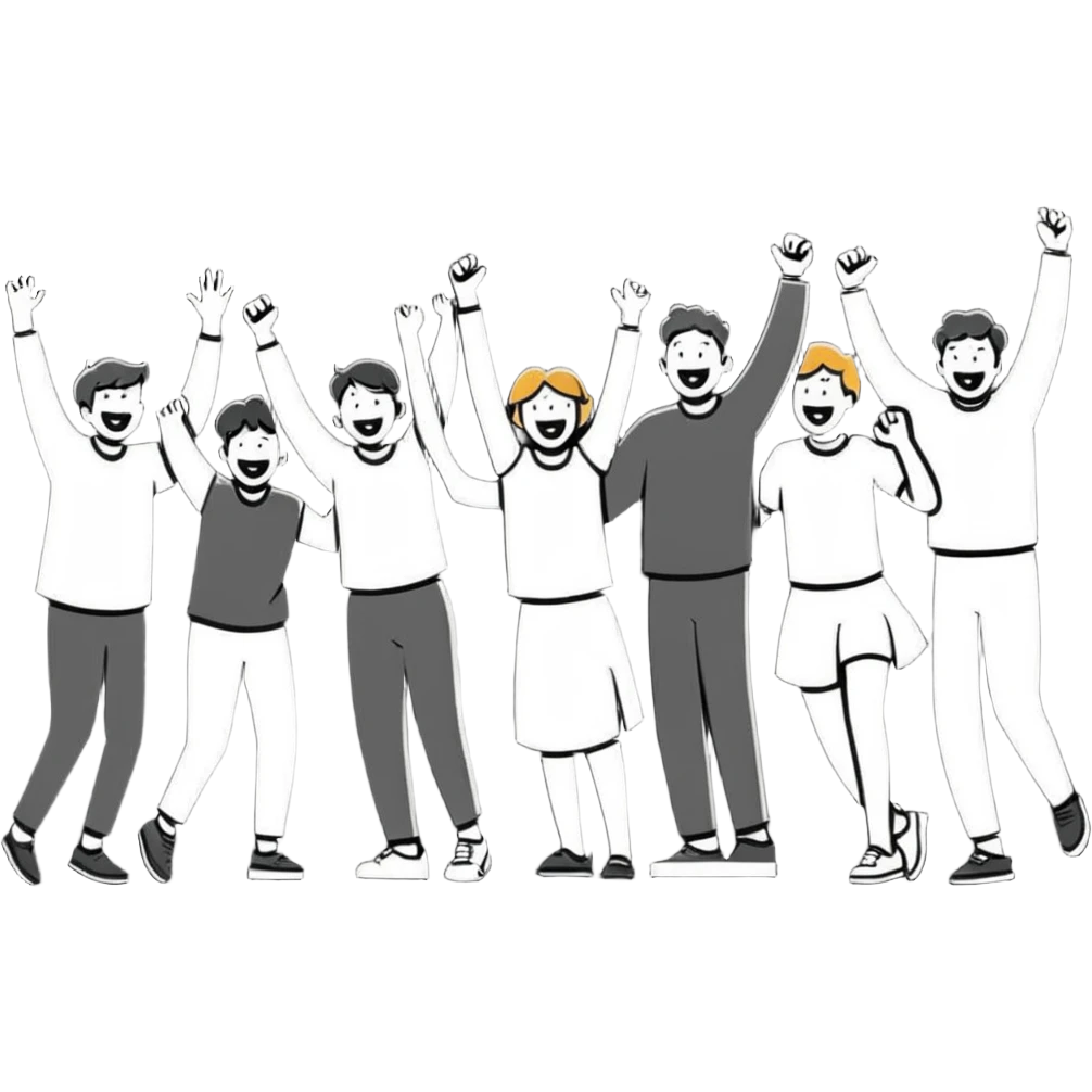 group of excited people celebrating together emoji
