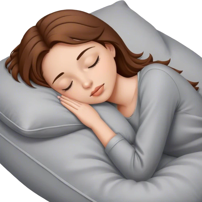 Girl with brown hair sleeping on gray pillow  emoji