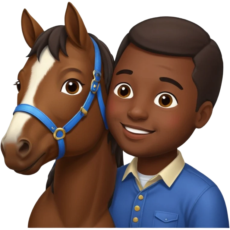 Black guy kissing horse with down syndrome emoji