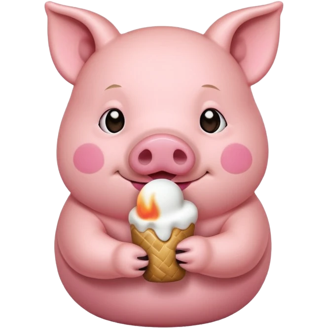 Pig holding marshmellow emoji