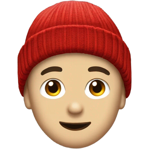 An emoji inspired by Twenty One Pilots' singer, Tyler Joseph, wearing his iconic red beanie. emoji