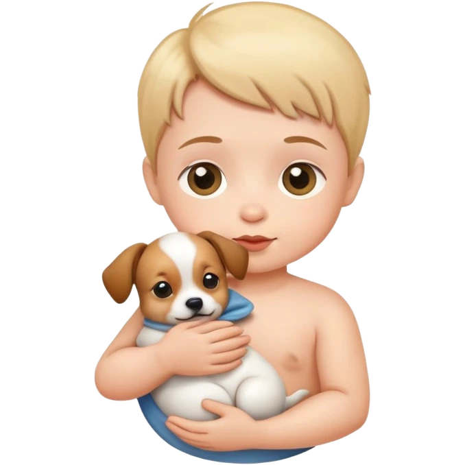 Baby holding a dog  emoji