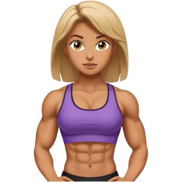 an extremely muscular girl with strong abs emoji
