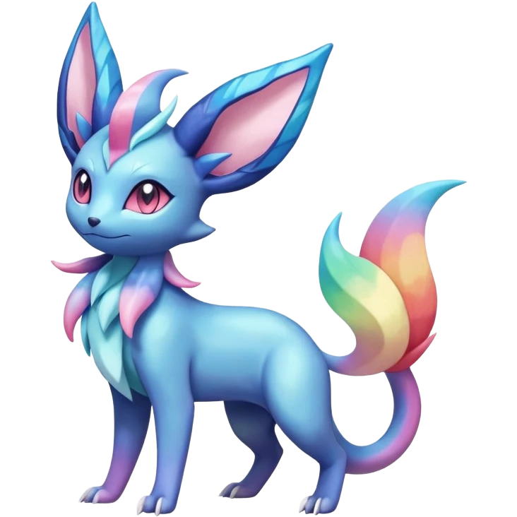 Rainbow crystalic Shiny pastel Nebulae Salandit-Glaceon-Sylveon-Espeon-Vaporeon-Noibat-Fakémon-hybrid-creature (full body)  emoji