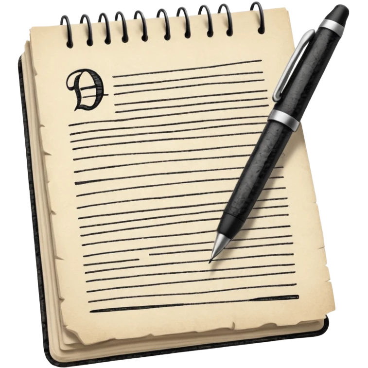 a paper manuscript that is a screenplay with a ballpoint pen emoji