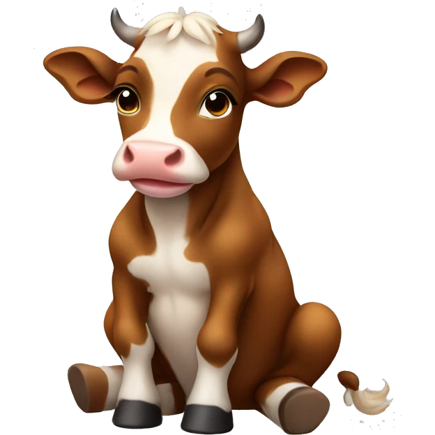 cute brown baby cow sitting up emoji