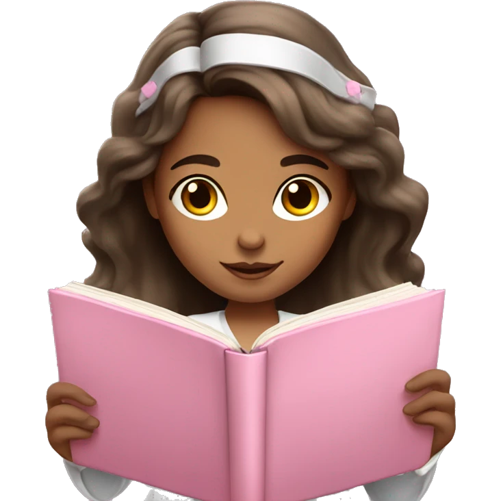 angelic brunette girl with pink book emoji