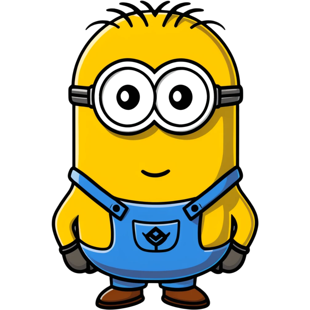 colorful cartoon sticker of Minion Kevin emoji