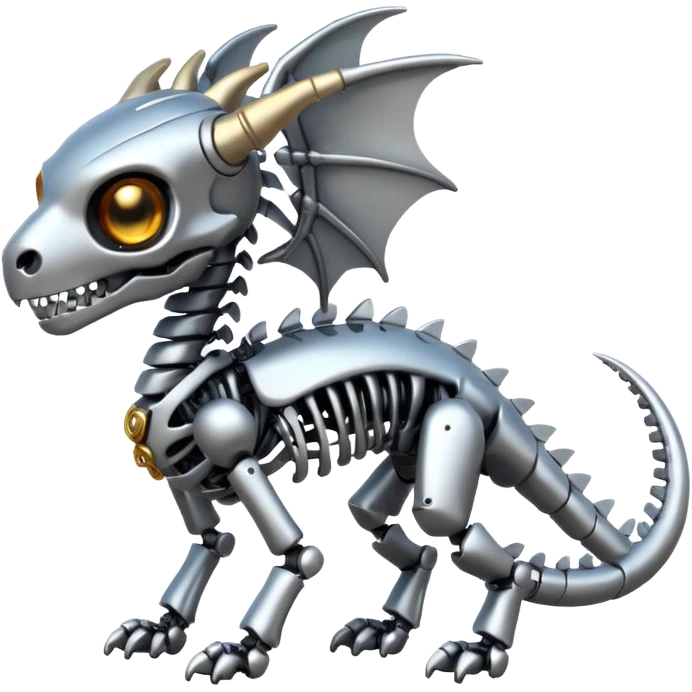 A skeleton robot dragon tiny cute emoji