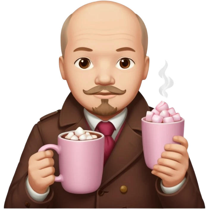 Lenin hold  Light Pink mug of hot chocolate with marshmallows  emoji