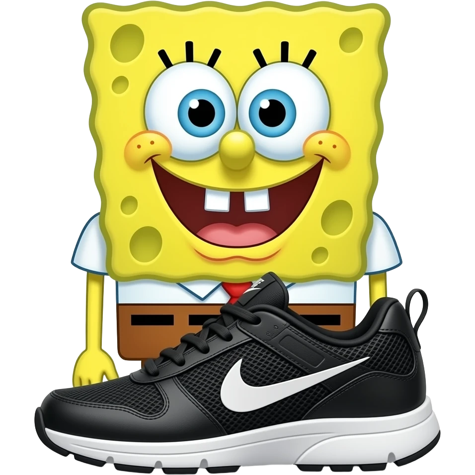 Spongebob with a black Nike tech emoji