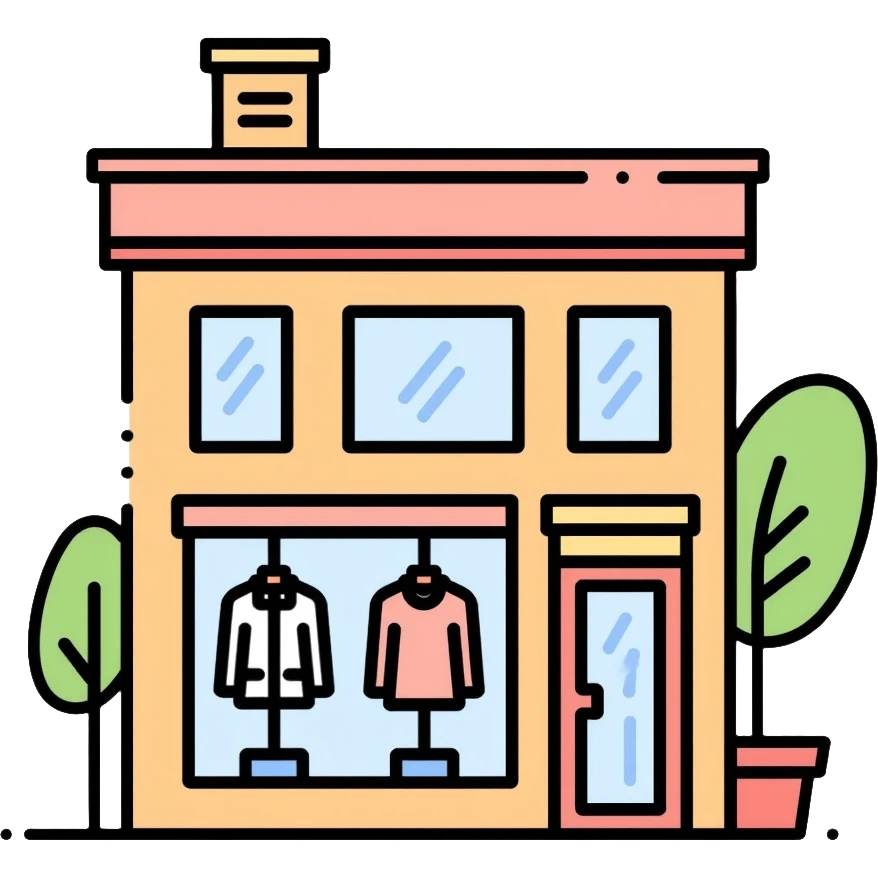 fashion company building with clothing displays in windows emoji
