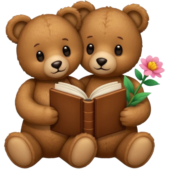 The bears hug + flower + book emoji