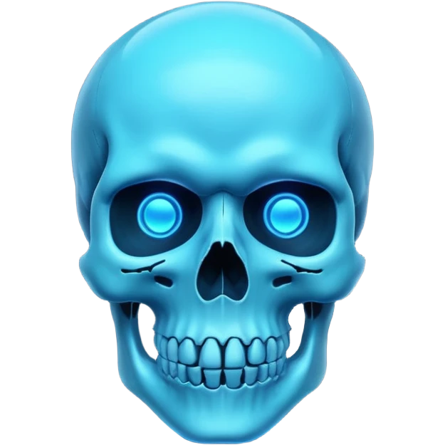 skull. minimalistic 3d blue neon glowing transparent emoji