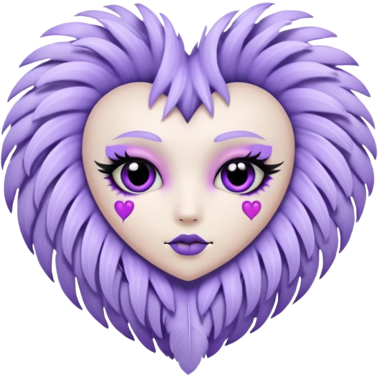 pastel goth heart with lavender feathers emoji