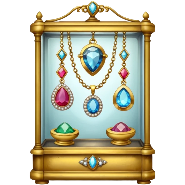 old jewelry in a glass showcase  emoji