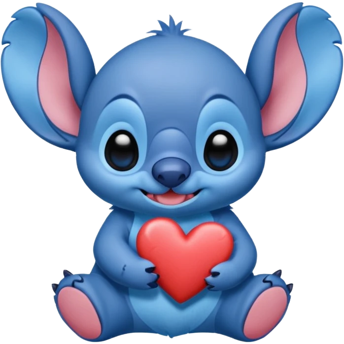 Stitch hold a heart emoji