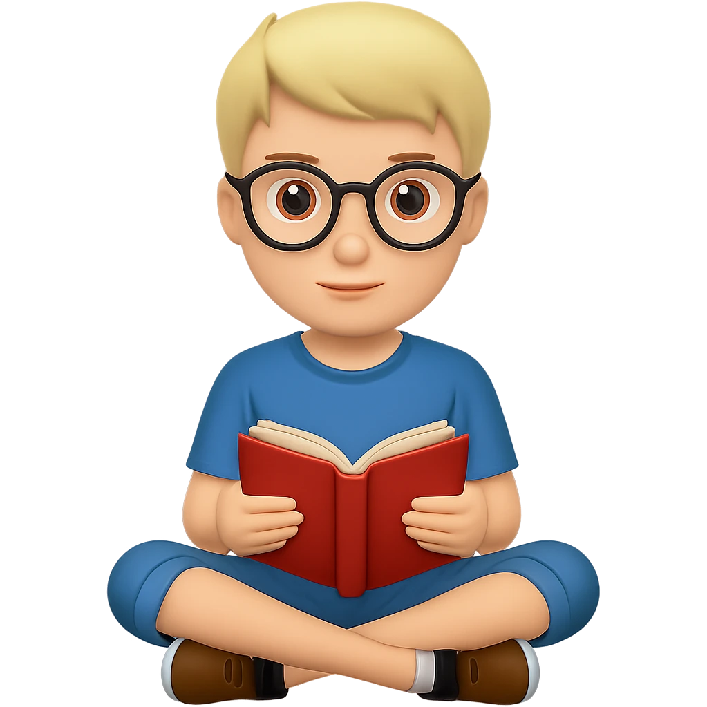 Add glasses to the boy in the style of emoji (apple style emojis). Keep the emoji style look and no background. emoji