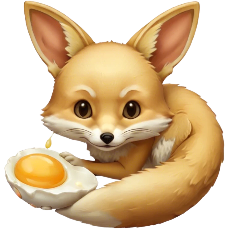 fennec eating an unpeeled raw egg emoji