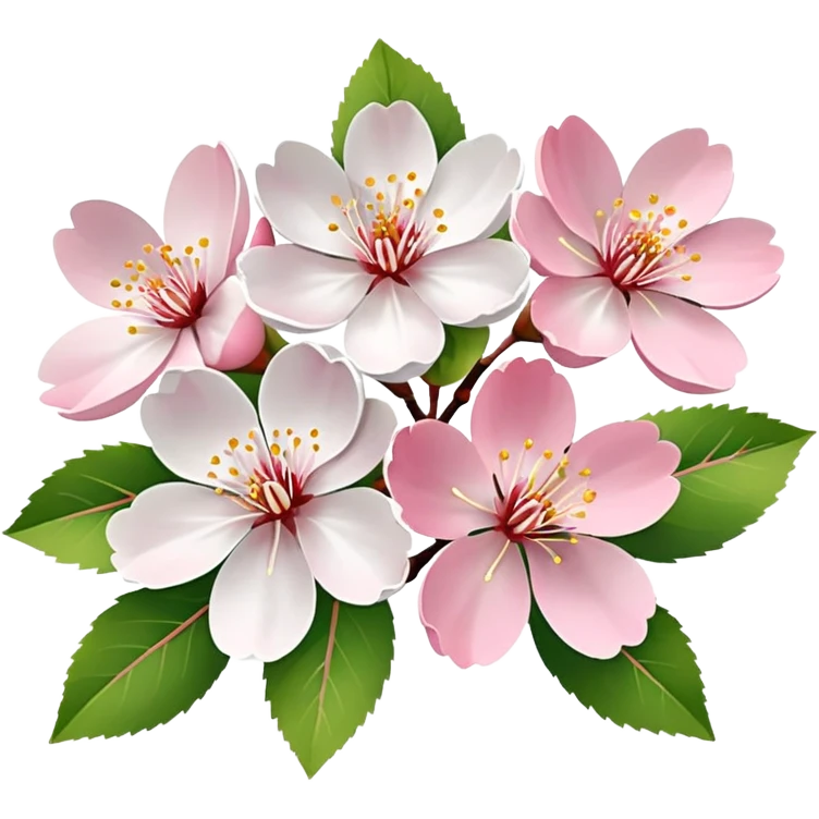 3 rosa weiße Kirschblüten emoji