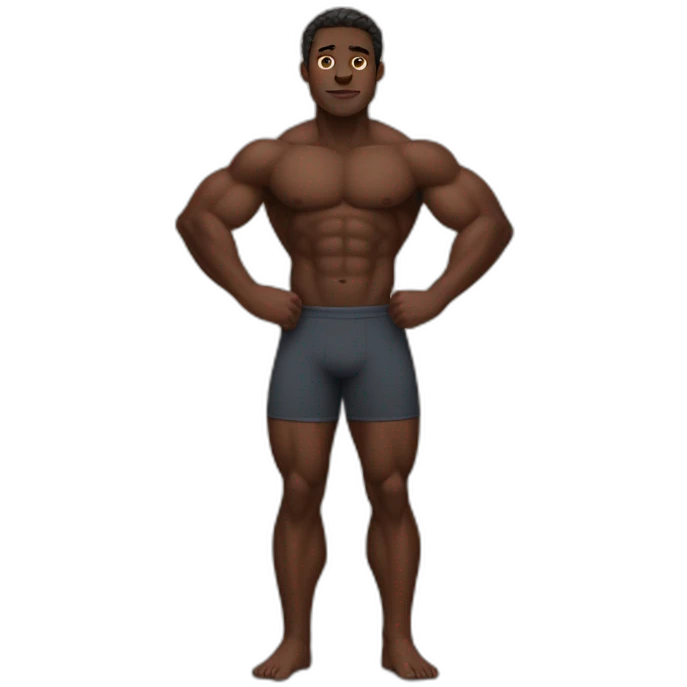 big-dark-skinned-buff-man-body emoji