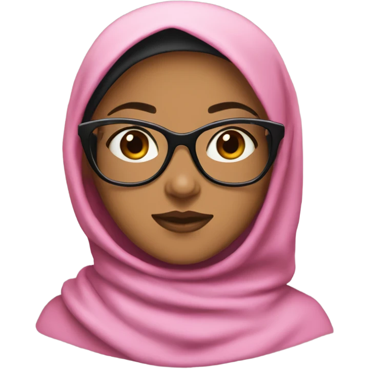 light brownskin girl with pink hijab and black glasses on emoji