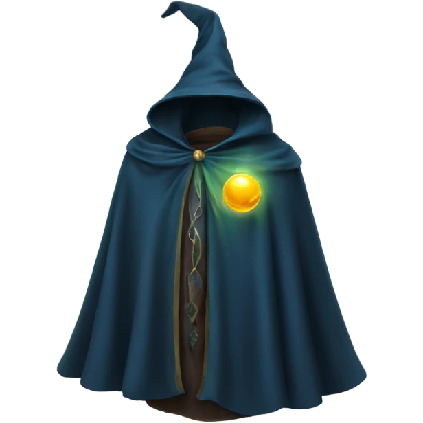 Fantasy wizard cloak with orb connecting the seams at the top emoji
