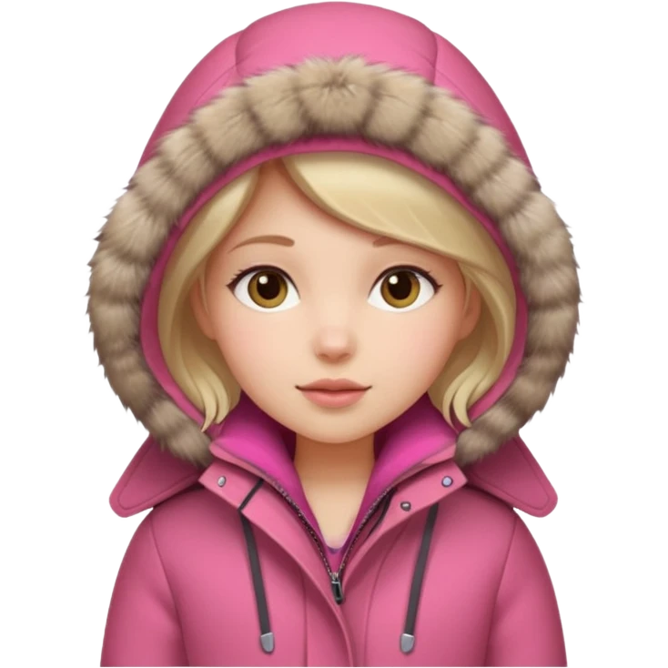 Girl wearing warm pink winter coat emoji