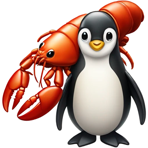 Crab stuffed lobster with a penguin on top emoji