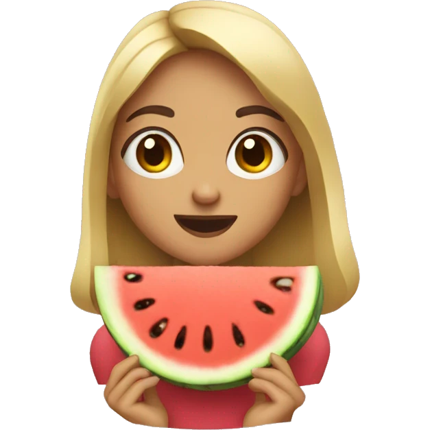 Girl eating watermelone emoji