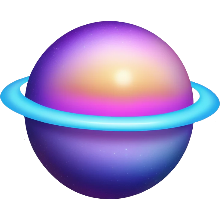 sparkly glittery blue purple and pink gradient planet with a cheesey saturn ring emoji
