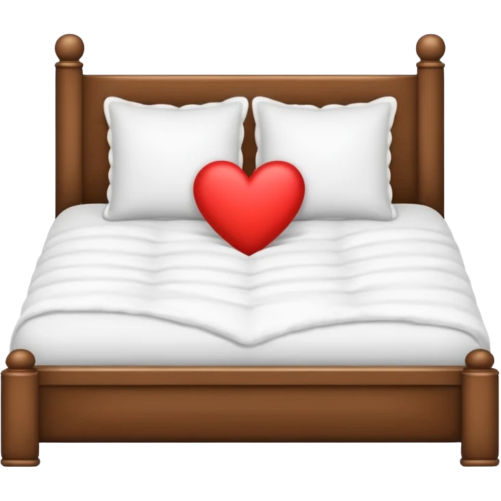 white bed with heart emoji