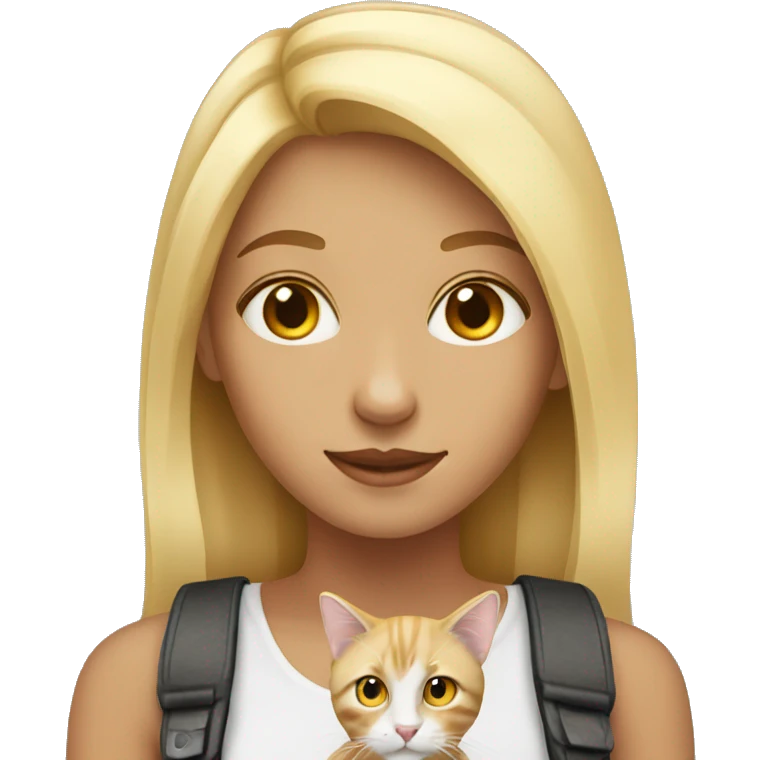 Blonde girl with a calico cat  emoji