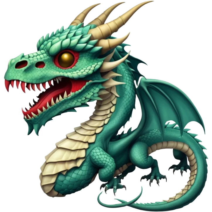 Dragon with a dragon-cadaver-skull-mask (full body) emoji
