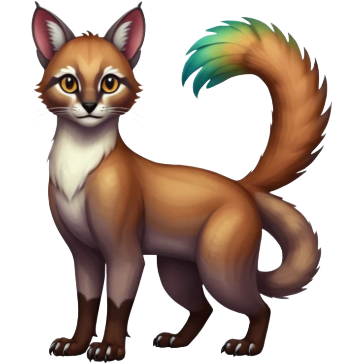 dark fruity white glorious iridescent divine exotic cool beautiful beautiful fantasy-caracal-civet-genet-sergal-vernid-Gryphon-Cacomistle-Trico-oncilla-animal-Fakémon-hybrid-fursona (full body) emoji