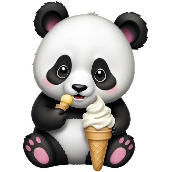 Panda eating ice cream emoji