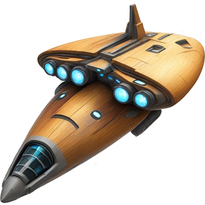 Futuristic Photographic quality Painted Flying Starship spacecraft wooden  emoji