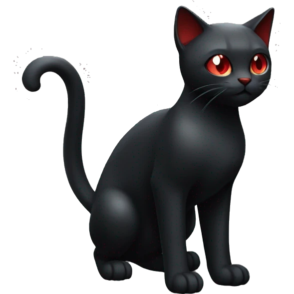Shiny Black-Red Dark-type-Fakémon-Cat full body emoji