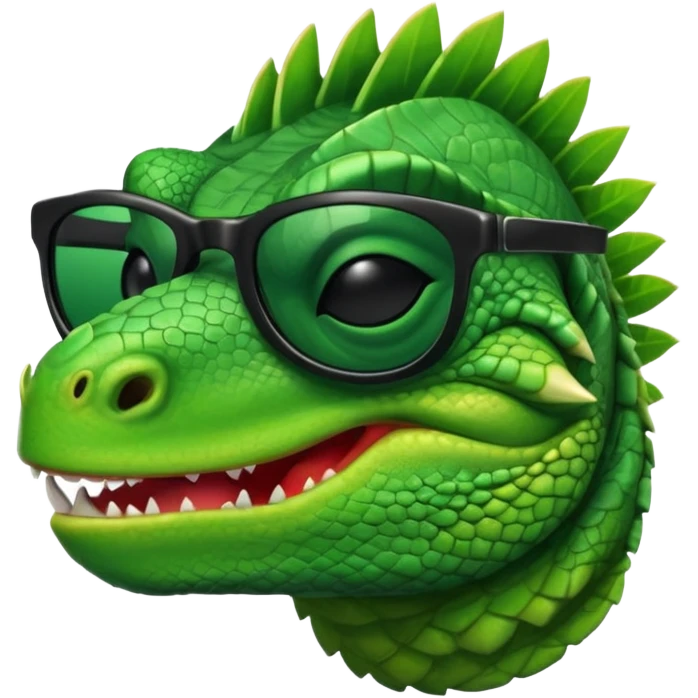 capitalist iguana head with black sunglasses smiling sarcastically emoji