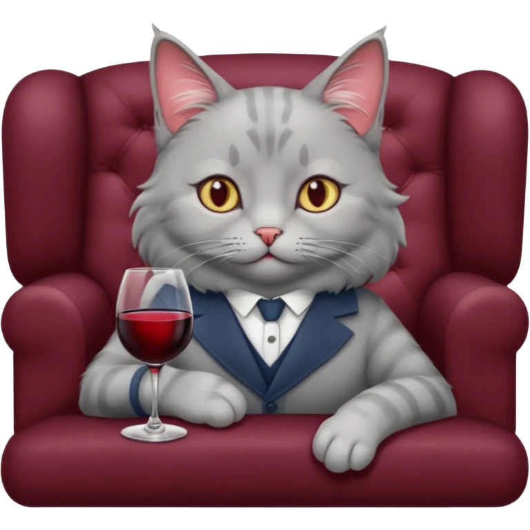 gray Cat On A Couch With Wine emoji